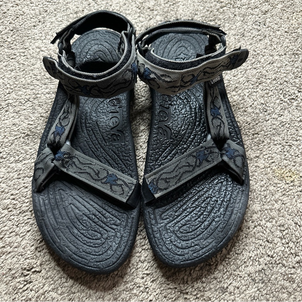 Teva Men's Size 10 Sandals Terradactyl Walking Hook & Loop Gray Black Blue